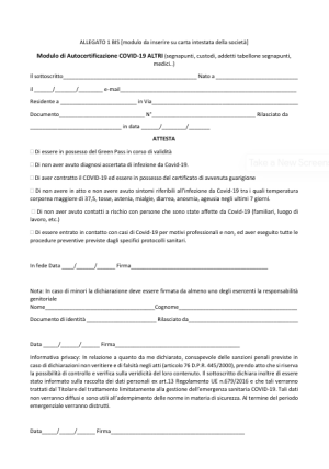 Allegato 1-bis - Autocertificazione Altri