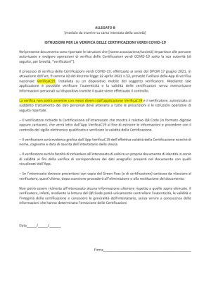 Allegato B - Istruzioni verifica Green Pass