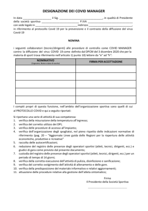 Nomina covid manager