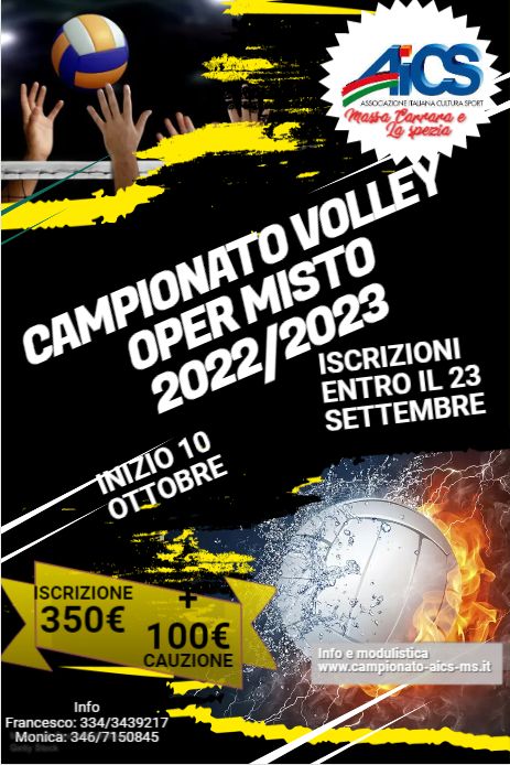 Volantino campionato volley AICS 2022/2023