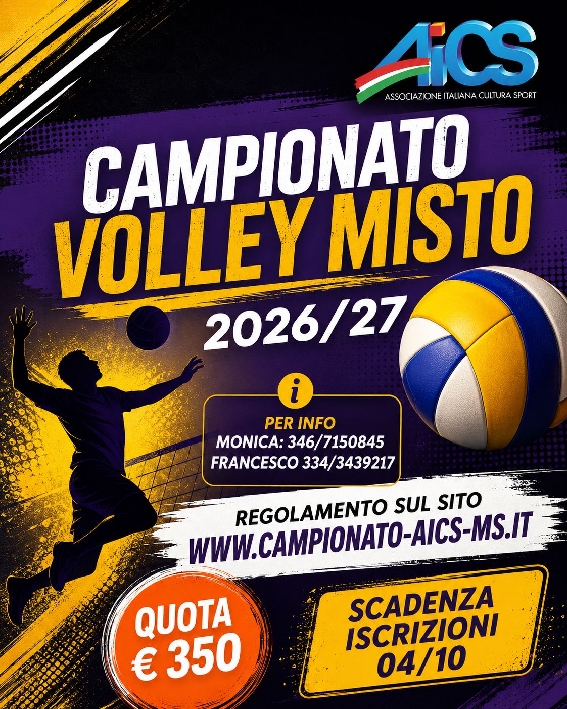 Volantino campionato volley AICS 2026/2027